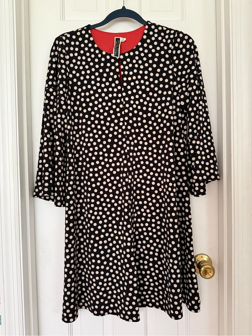Julian Taylor Black Dress with Cream Polka Dots
